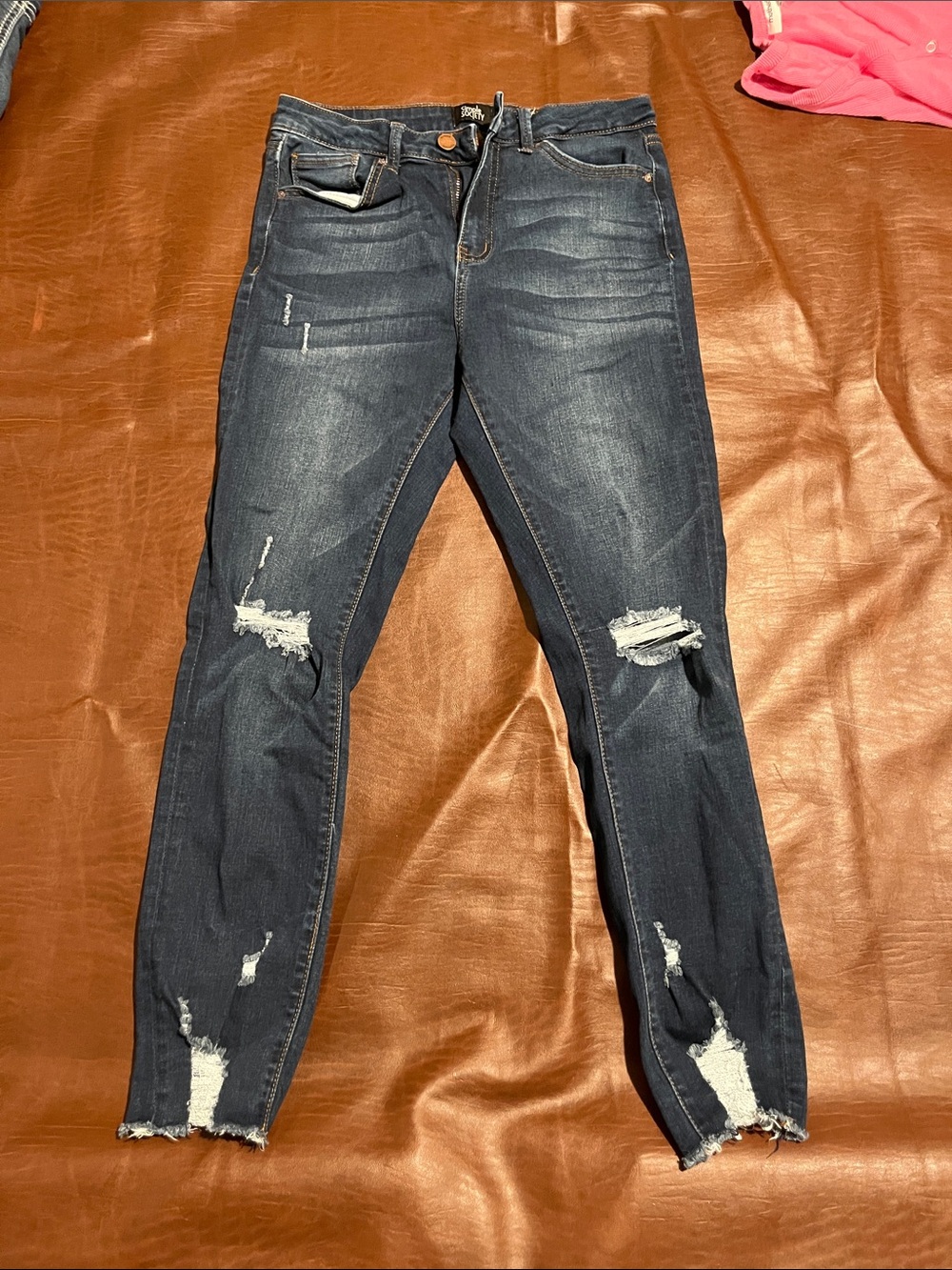 Women’s Dark Blue Skinny Ripped Jeans - Stretch Fit